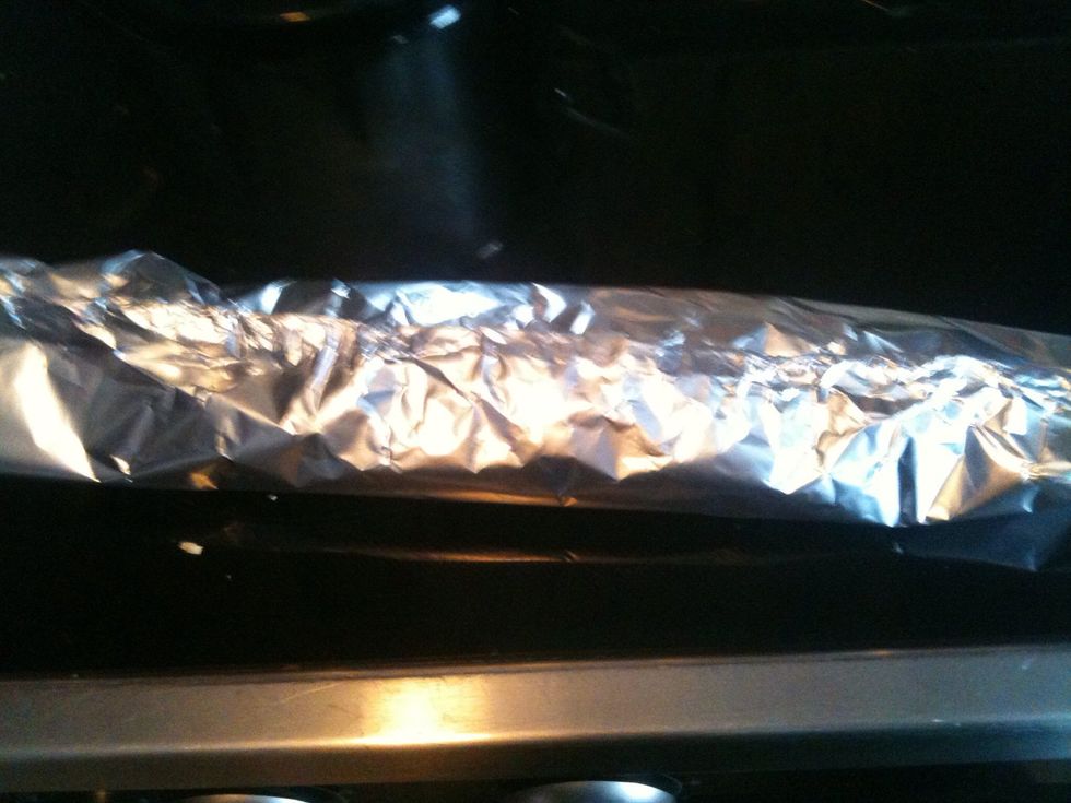 I bend the edges about 1/2" and fold a couple of times until I reach the potatoes.