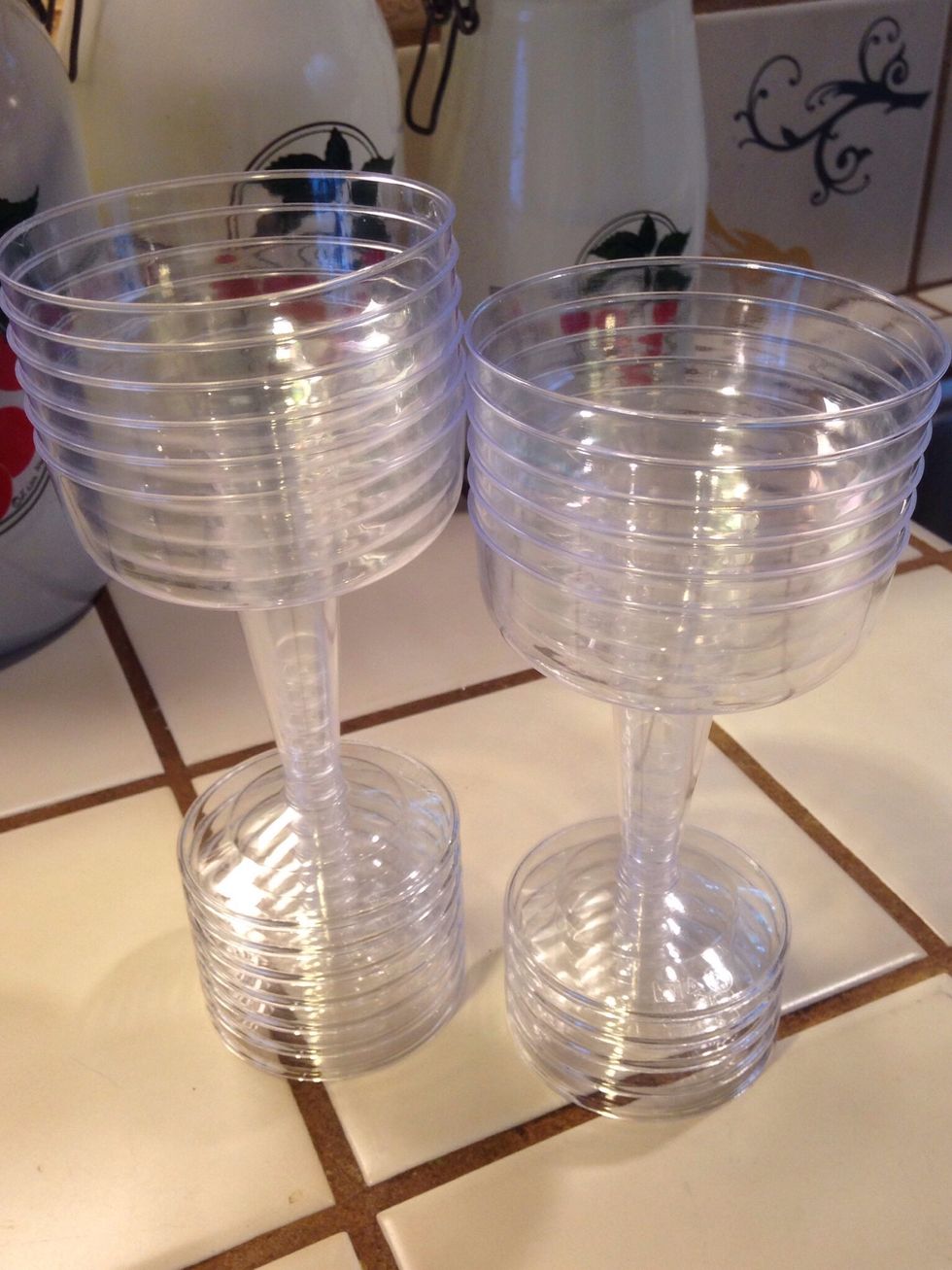 I bought two packages from the dollar store. The bottoms come off which made this an easy craft.