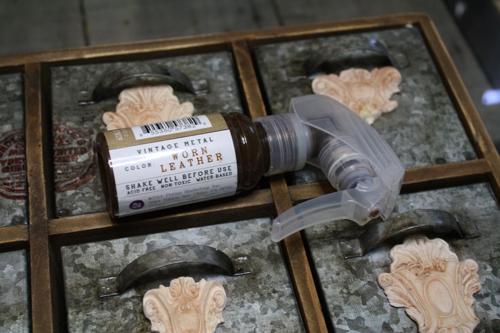 I broke out my Worn Leather Color Bloom Spray. This color went perfectly with the look of the unit!