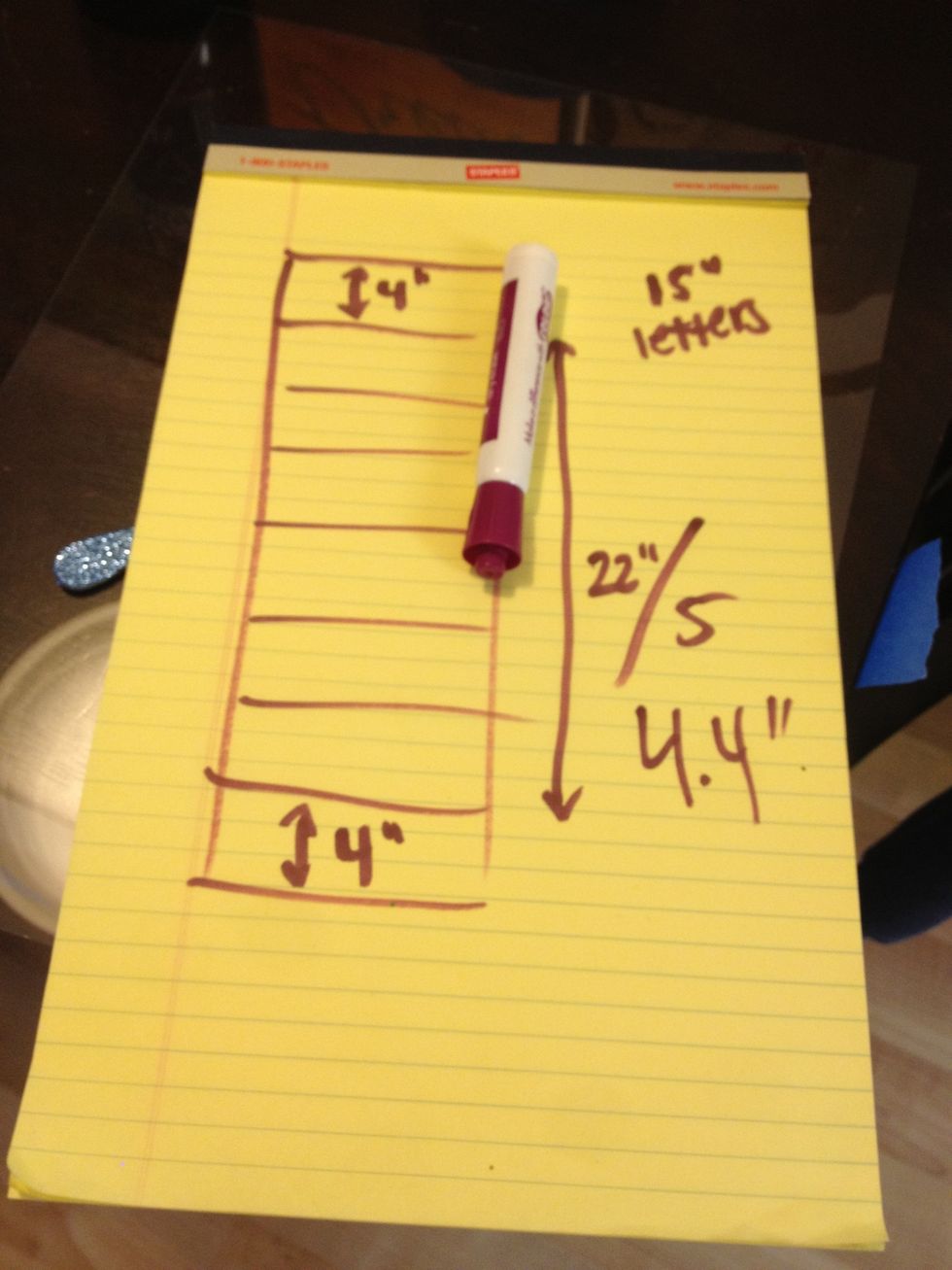 I calculated the distance between each line of words and measured it on the canvas. You can use the blue tape to make straight lines, or just draw with a pencil. This will help to keep words straight.