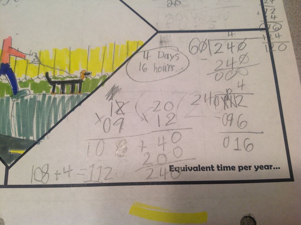 I changed 112 hours to days by dividing by 24 hours in a day. 112 hours / 24 hours = 4 days 16 hours.