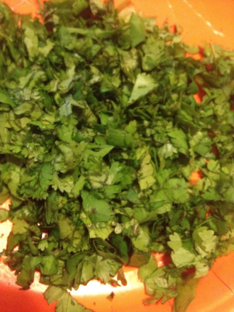 I chop my cilantro rather fine so I don't have larger pieces of leaves in my pico de gallo.