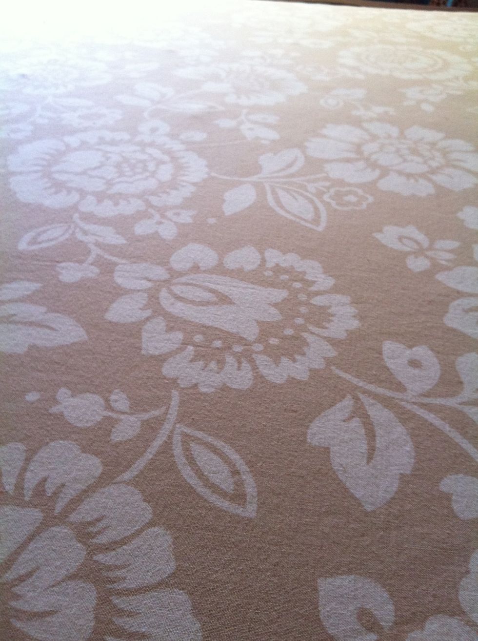 I chose a neutral color because it will be covered with notecards (and pictures?) eventually. To iron cotton, add water to your iron and use the hottest steam setting.