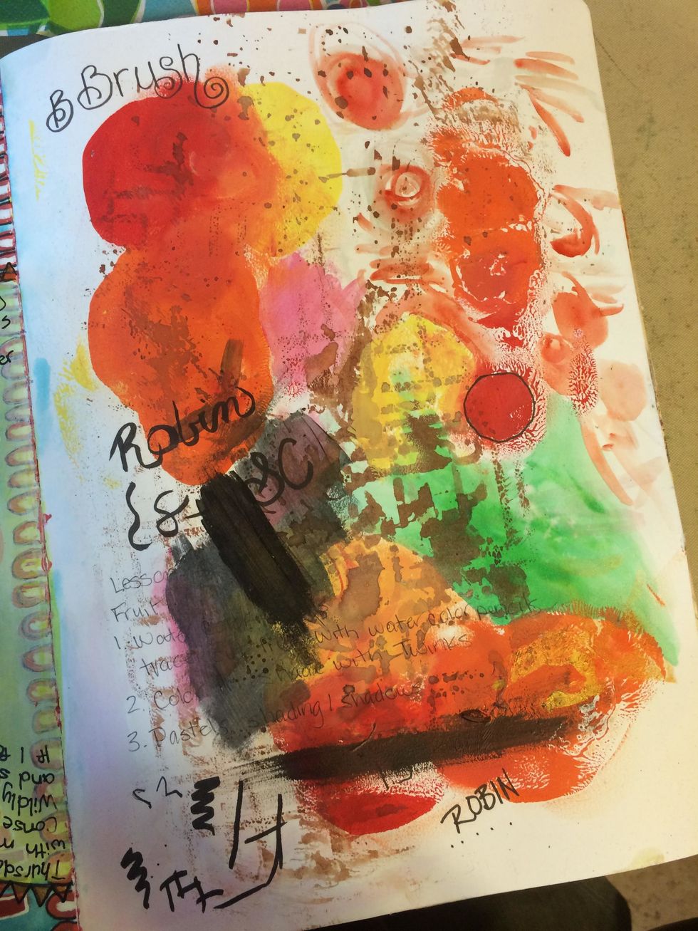 I chose a page from my art journal that I had been using as a scratch paper. I check my pens, wipe off excess paints, etc. onto this page.