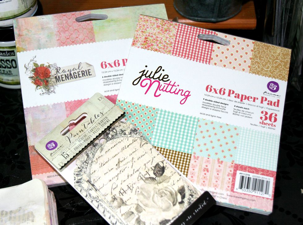 I chose Royal Menagerie 6x6 Paper Pad, Julie Nutting Paper Pad and Paintables Parisian Tags.