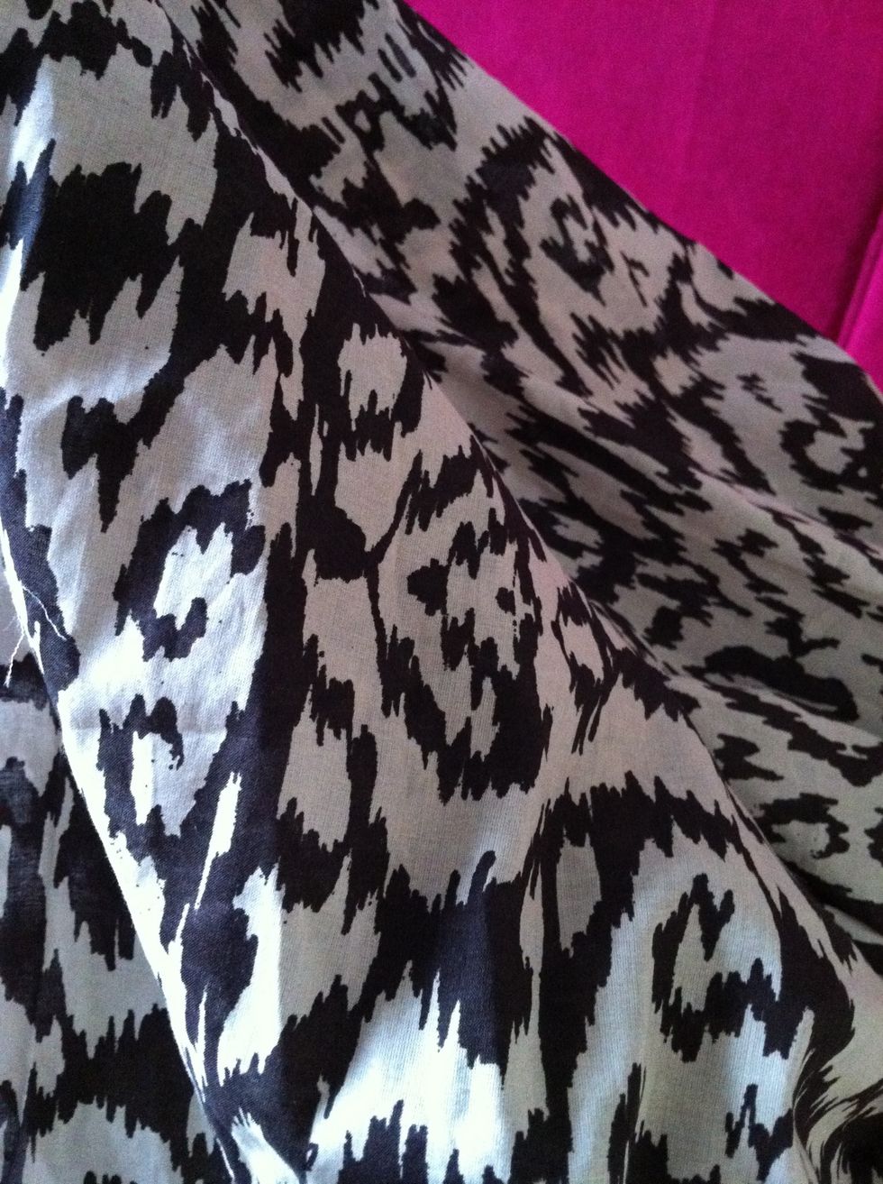 I chose this leopardy-type print. Almost any kind of fabric will do, but non-strechy ones are easier to sew.