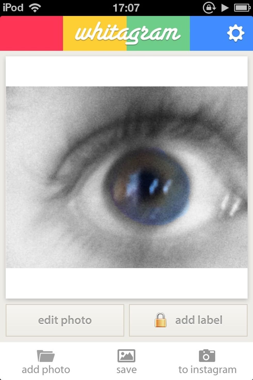 I chose this photo of my eye (hehe it's very badly edited but I did it quickly)