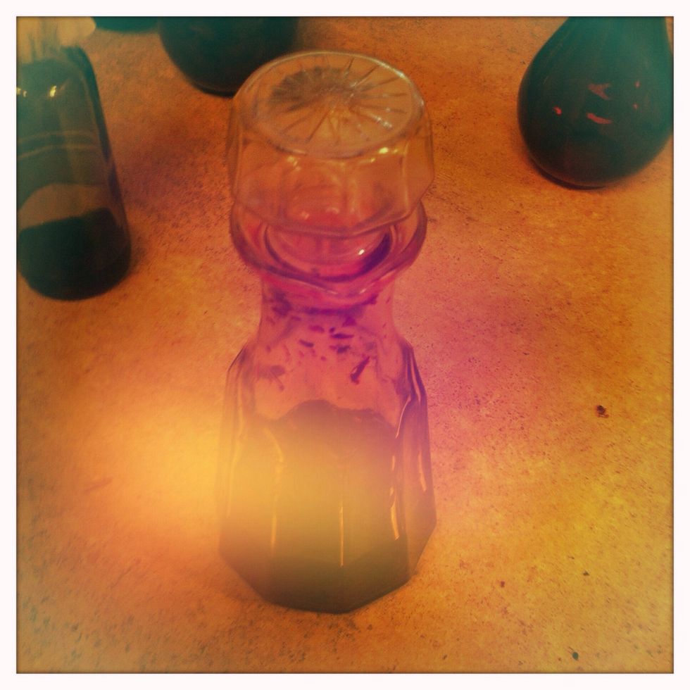 I chose to do my sandalwood first because I know it will need to tincture for another couple of weeks. Dump the contents into the measuring cup.