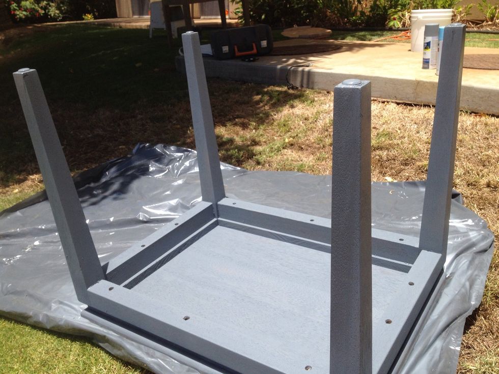 I chose to prime it first. It helps the next coat to stick better. Also the wood will draw the paint in so this way I need to use less of the color