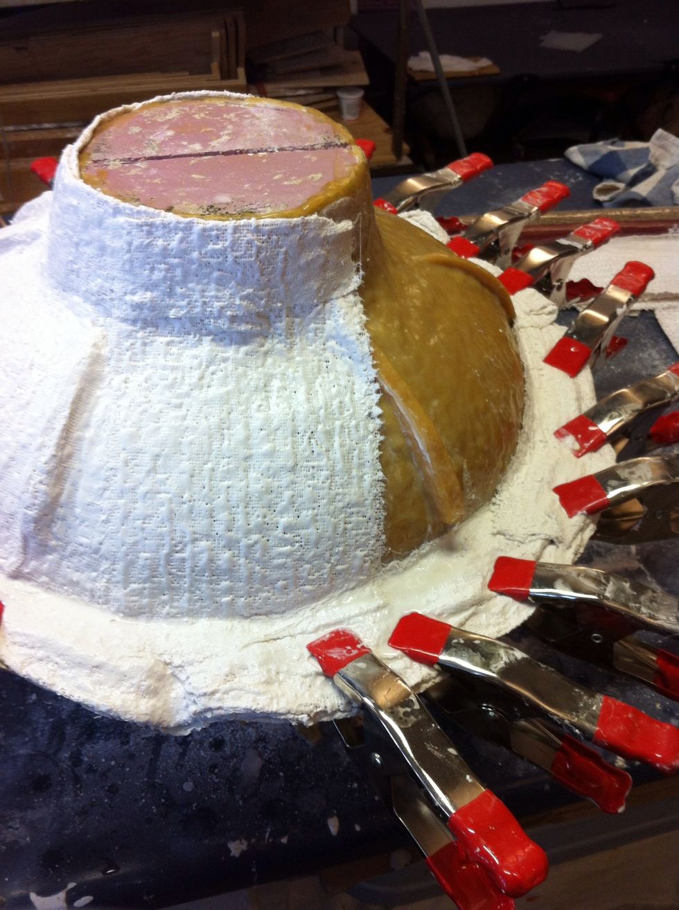 I clamped the curled latex as I made the second mother mold.