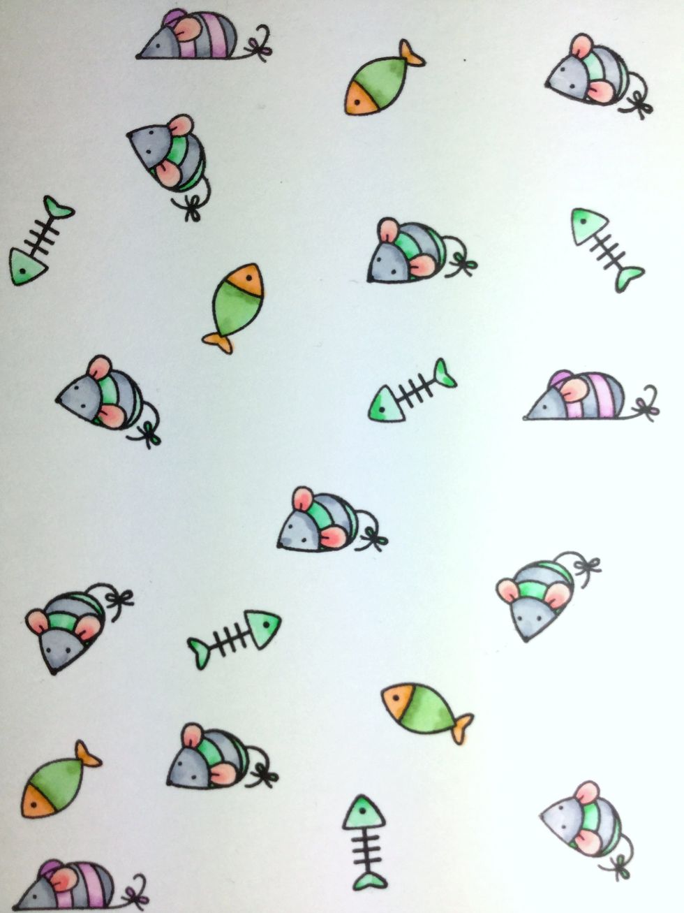 I colored them with my Copics and realised that I hadn't used Copic Friendly paper. So it did not blend well and it was bleeding just a little bit. I had no time to do it over aging, but that's ok.