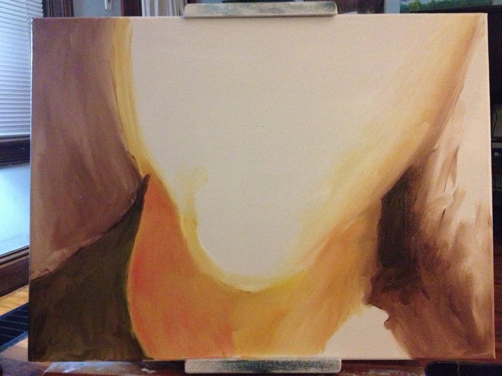 I combine a dark green and brown together with my index finger and scrub in Kurt's sweater. I feel the shadow on his neck needs to be warmer so I add some red and yellows.