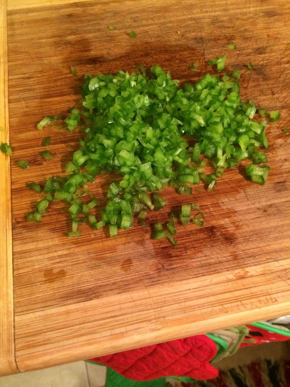 I continued by finely dicing them. I like to finely dice all my veg. If you want you can chop them to a bigger size. This is a personal choice.