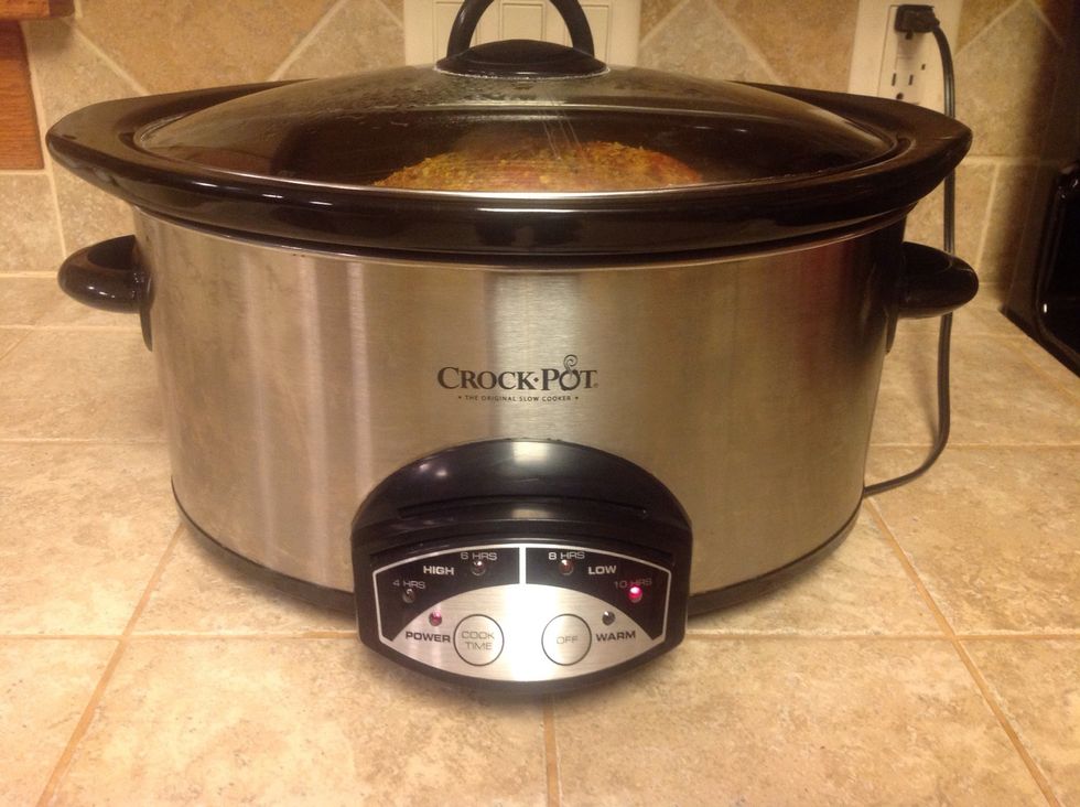 I cook it on low heat for 10 hours. Put it on before you leave for work and it will be ready when you get home.