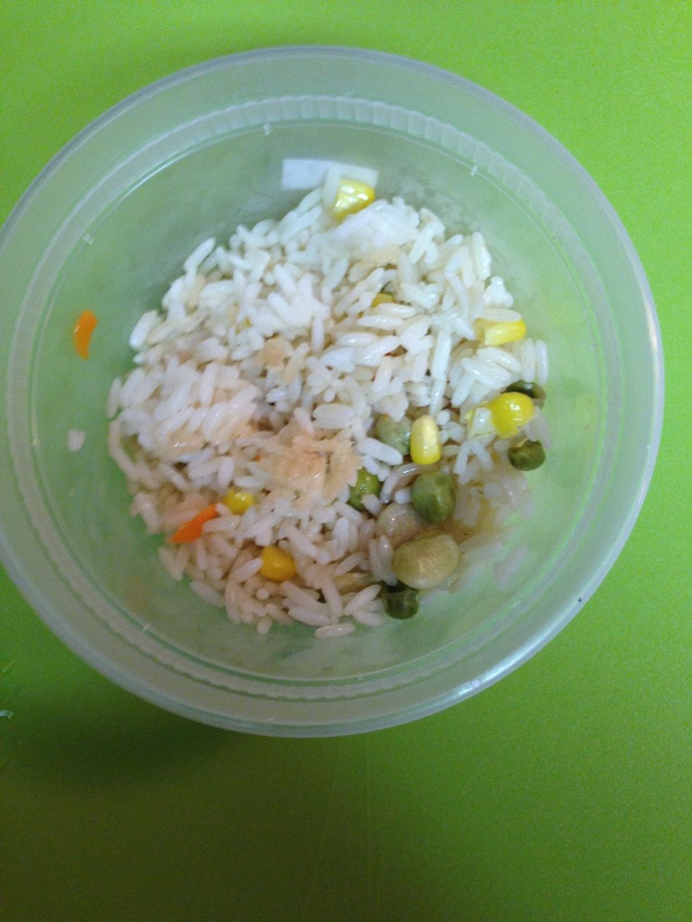 I cooked my rice with mixed veggies.