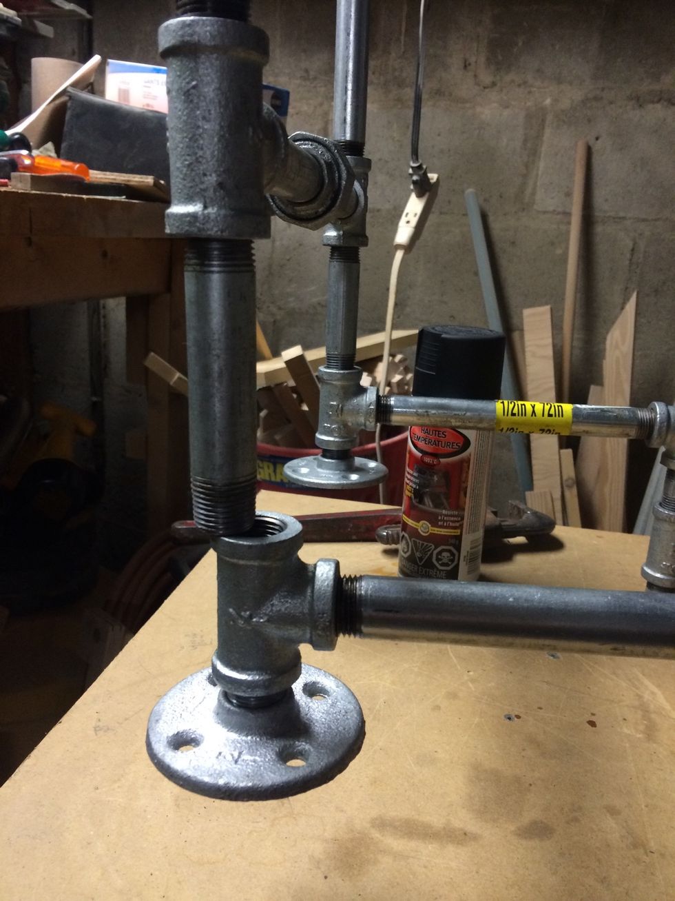 I couldn't screw in the last tee. I had to put in another coupler to complete the stand. A coupler is needed when you have a complete connected series. I had 3 complete series instead of 2.