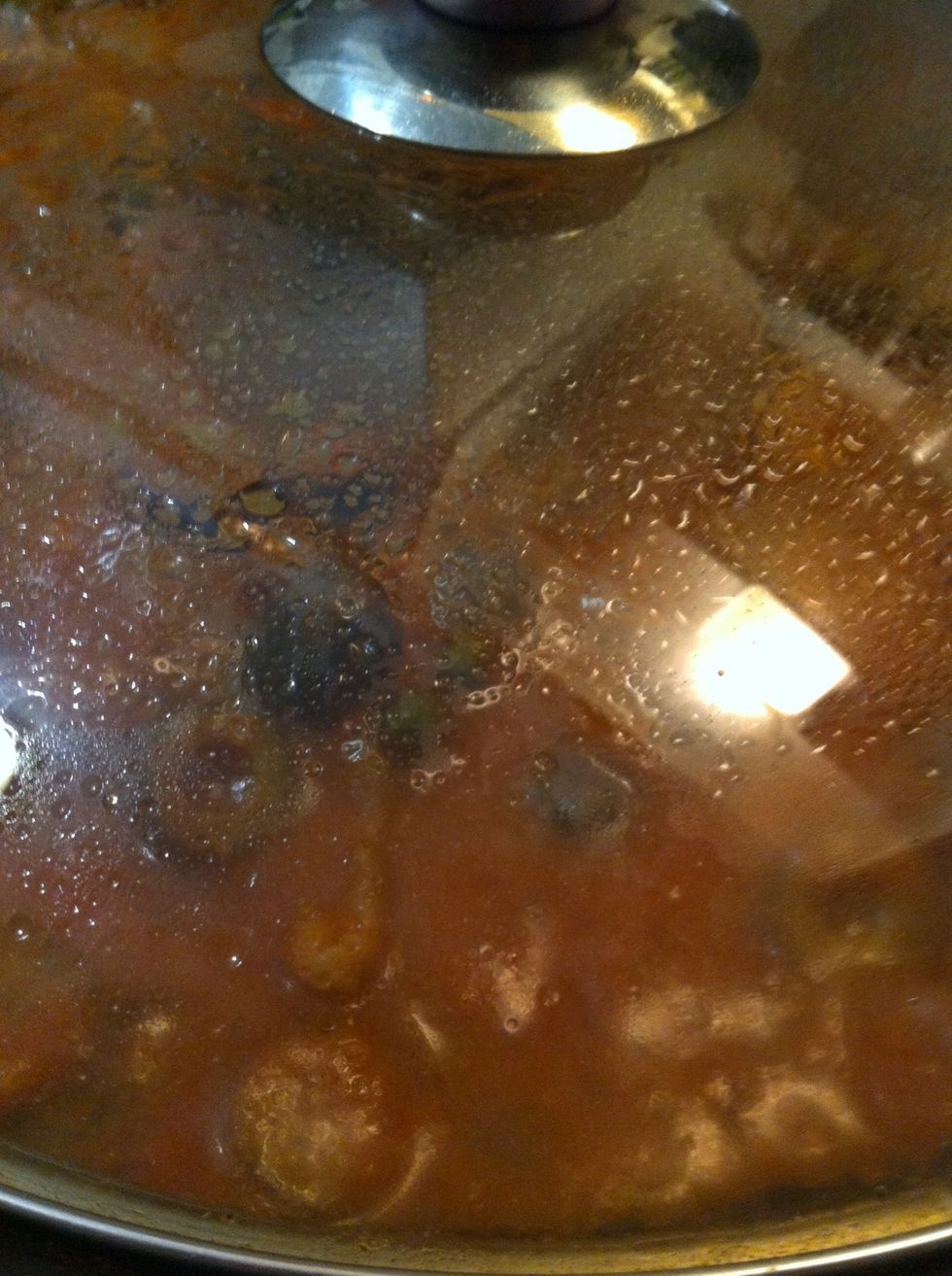 (I covered and turned off the burner so the meat would soak up the flavor without cooking anymore)