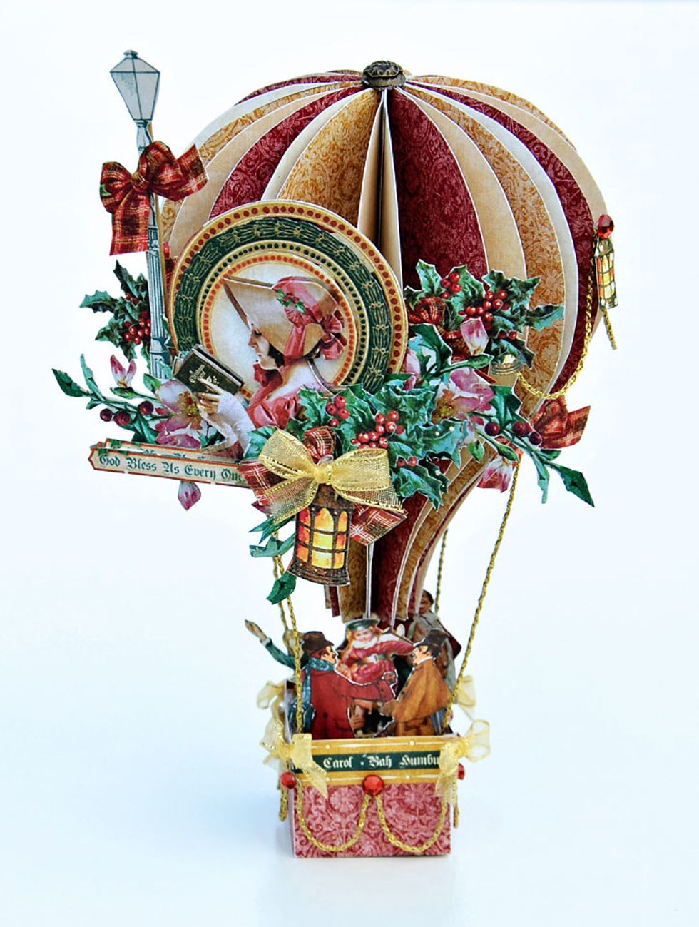 I created a Christmas themed balloon using the gorgeous Graphic 45 Christmas Carol Collection.