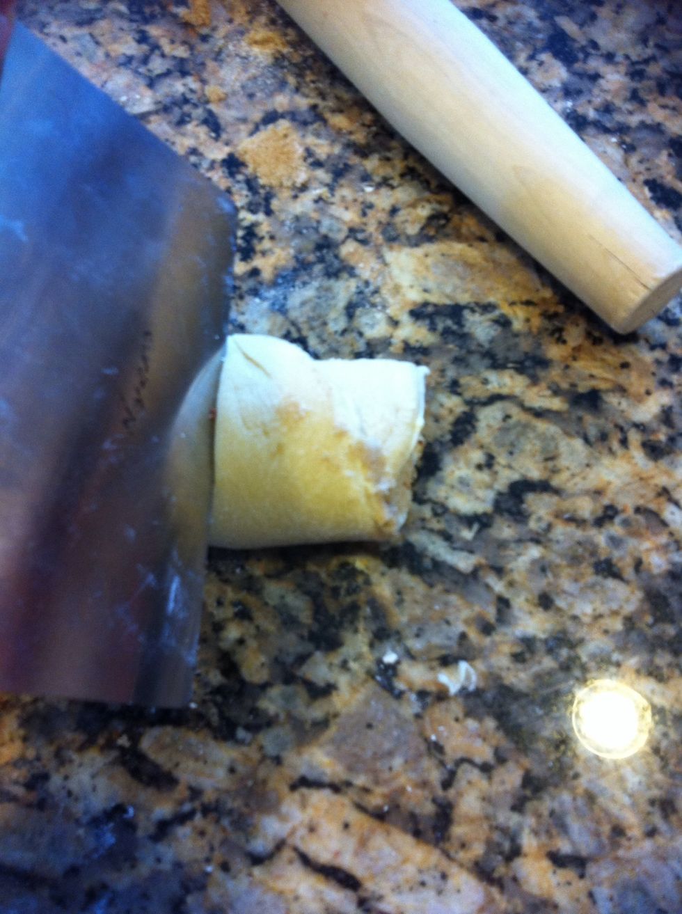 I cut mine about a half finger size thickness