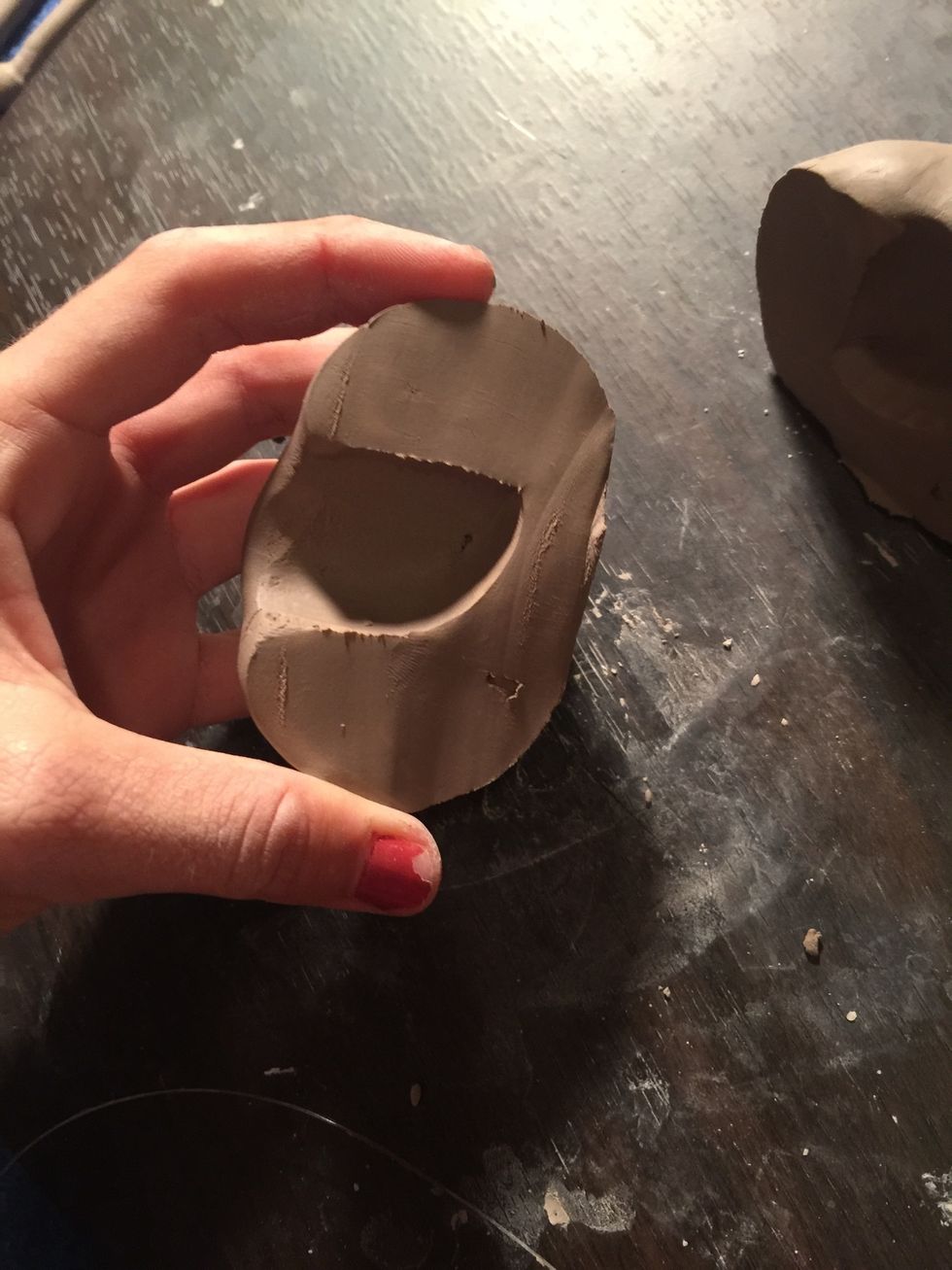 I cut my ball in half to show you how deep it should be. Don't cut yours.