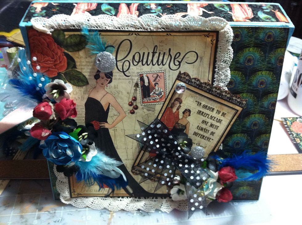 I cut my quote from the 8x8 Elegant sheet and added a ribbon and another floral arrangement.
