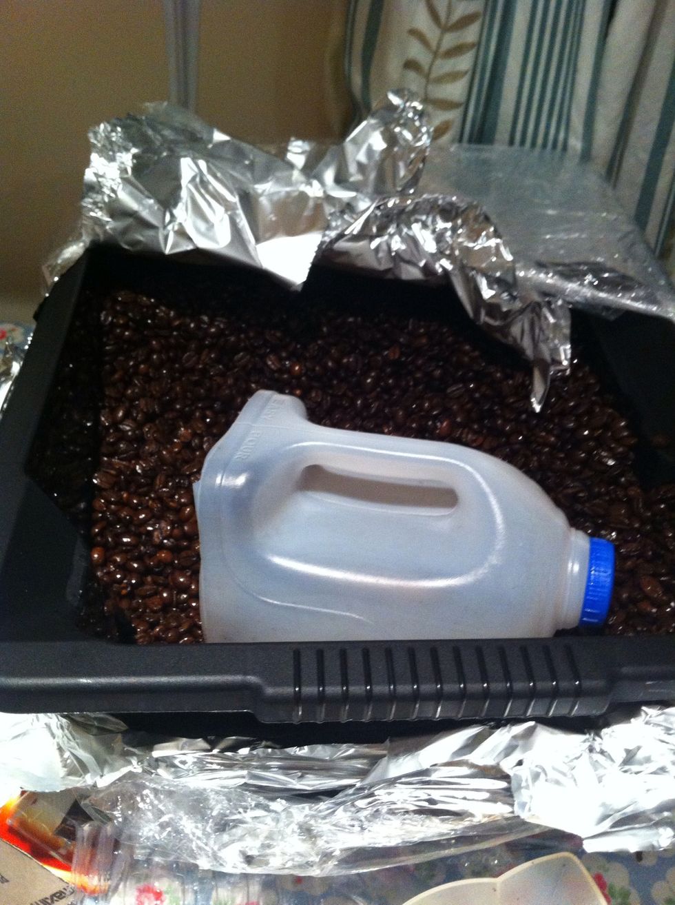 I cut myself a scoop using a milk bottle. I weighed out 8oz and then marked the bottle to make sure I got the same portion size each time.