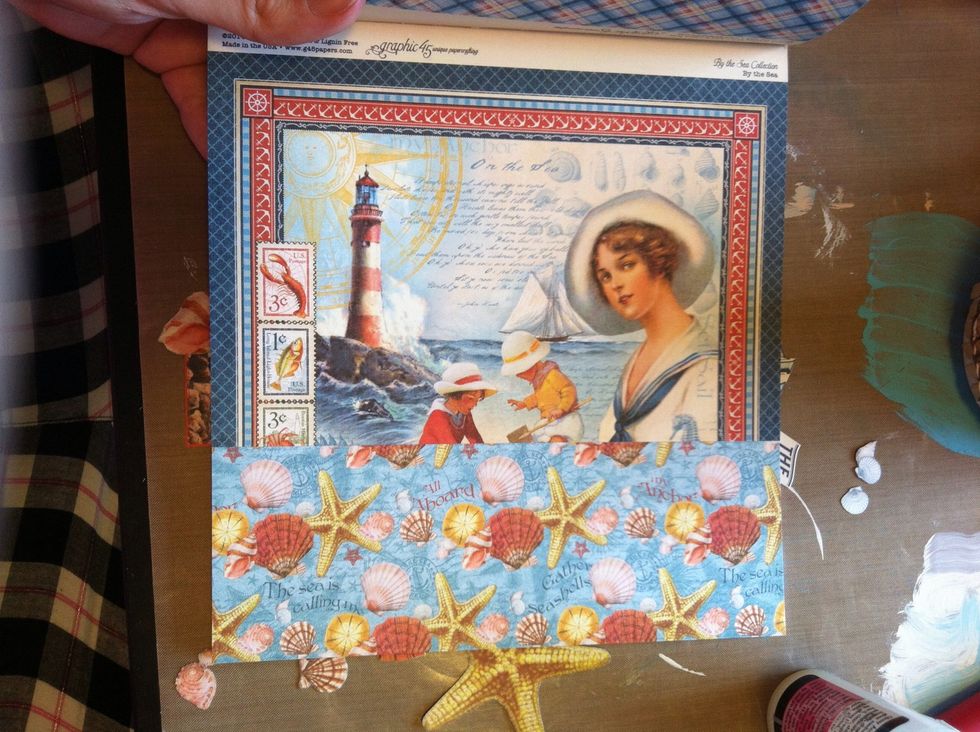 I cut the bottom third of the paper (8x8" stack again), and fussy cut all the shells. I also recut the "BY" to be one piece as I didn't like how the separate B and Y turned out.