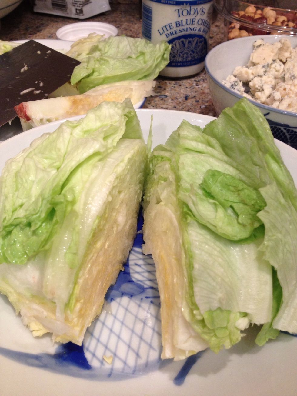 I cut the ends off and took off the outermost layer of lettuce because it was a little wilty.