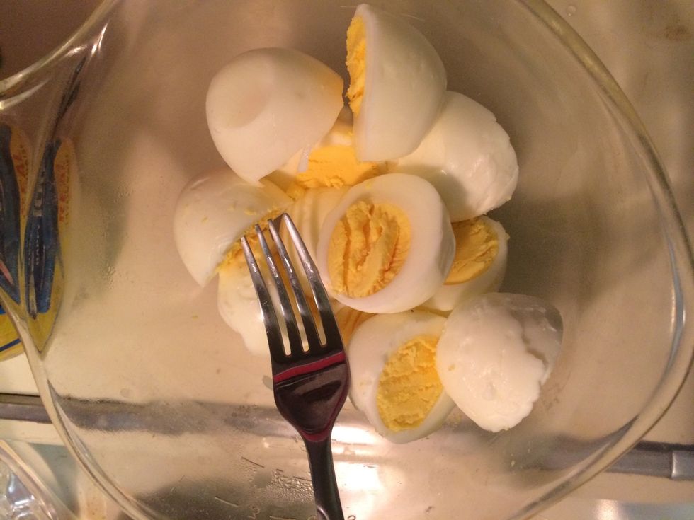 I cut them in half and put them in a bowl to mash!