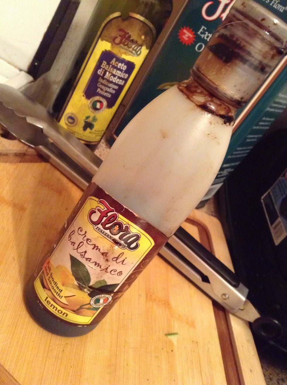 I decided after the fact to go with a balsamic reduction rather than vinegar for its thickness