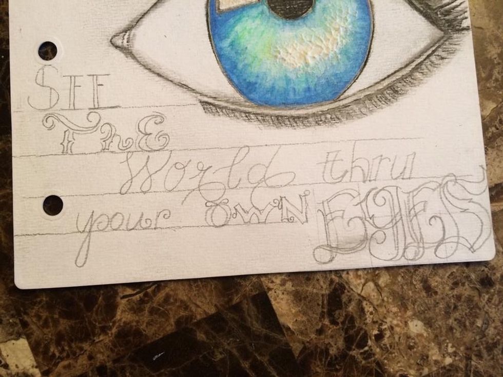 I decided to have a little fun and try a "typography" style title. I drew lines to keep it straight and then looked for handwritten alphabets to copy on Pinterest.