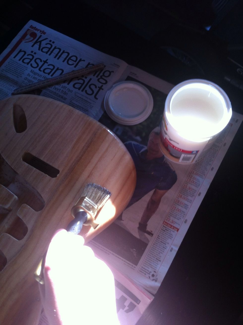 I decided to just clear varnish the body. But if you want another color that's up to you. Be sure to read the instructions. Let it dry.