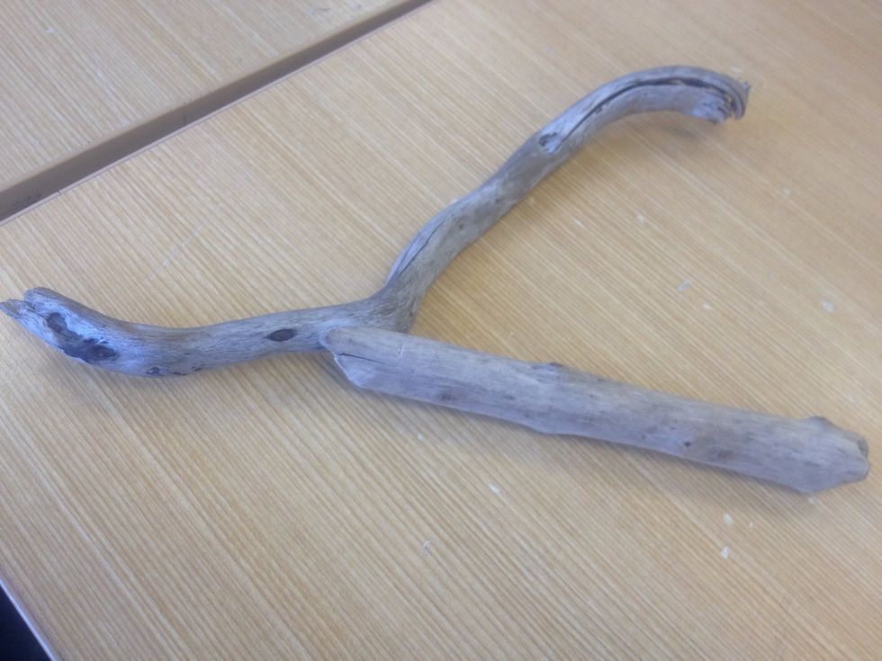 I decided to make a dream catcher out of drift wood. I first took two pieces of driftwood.