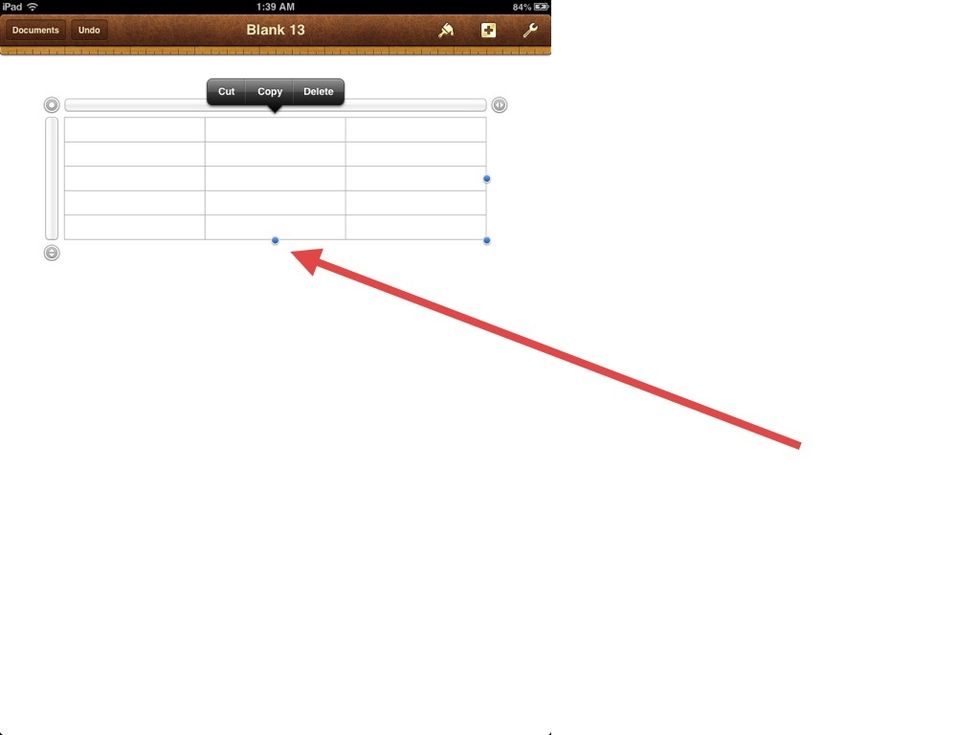 I decided to use 3 columns. Select the table and drag the BLUE HANDLES to adjust the size of the table.