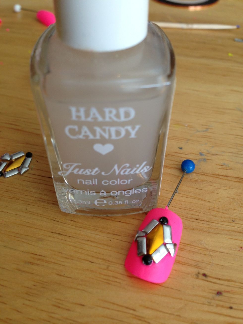 I decided to use matte topcoat on this set to make the bling really pop! Paint around the bling and drag away towards the edge, coating evenly. Do not paint over the bling with matte.