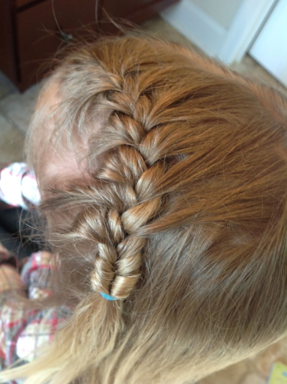 I did a flip after putting a hairband at the end of the Frenching.