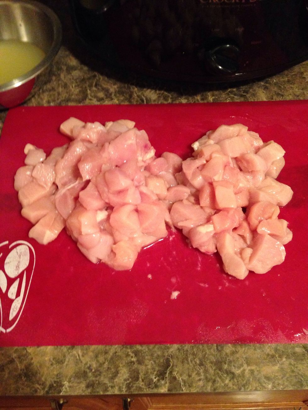 I did about three chicken breasts.