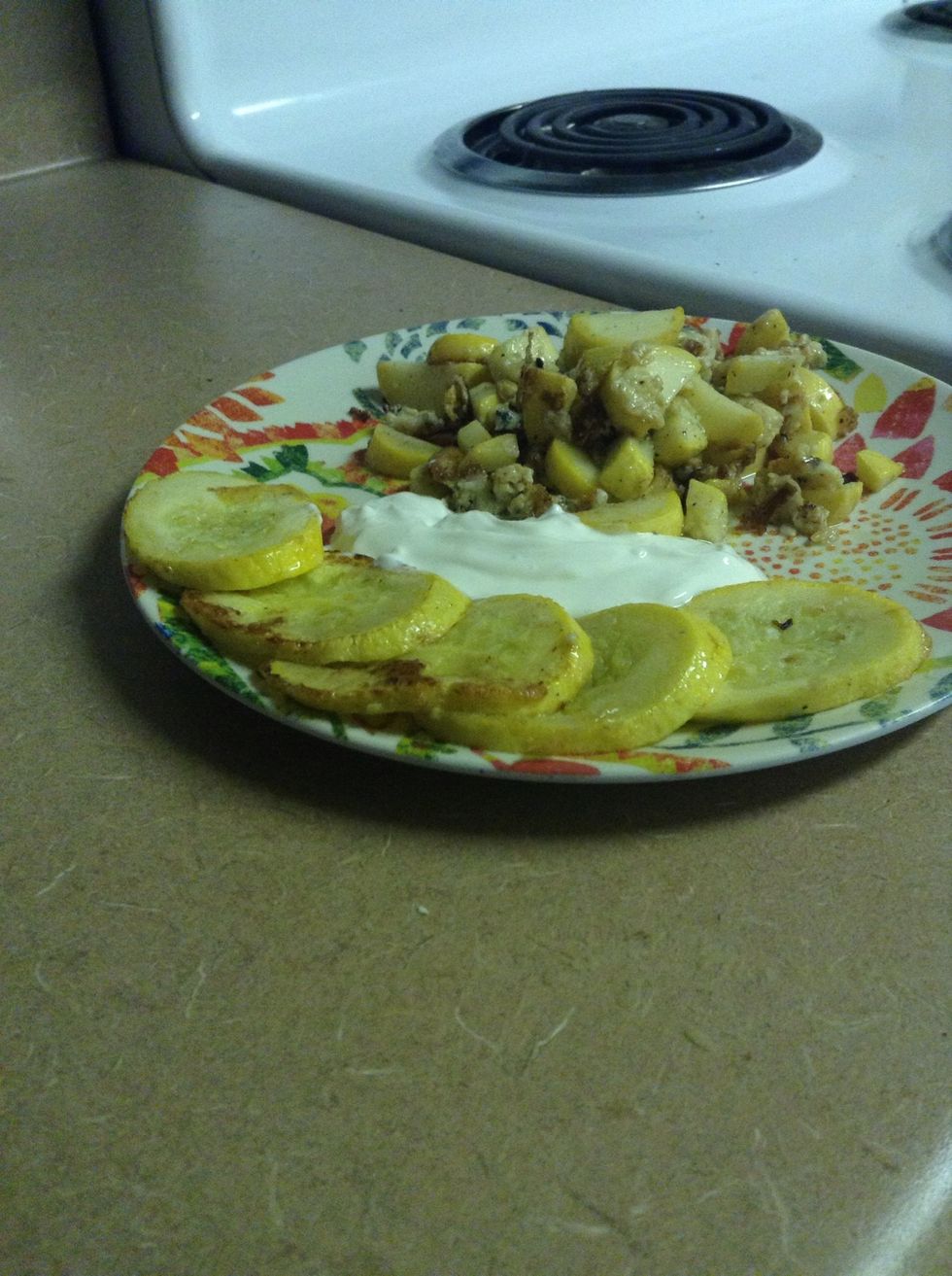 I did cut some squashes in piesces and cooked egg together with them. Add some sour cream and enjoy! Remember, its addictive!