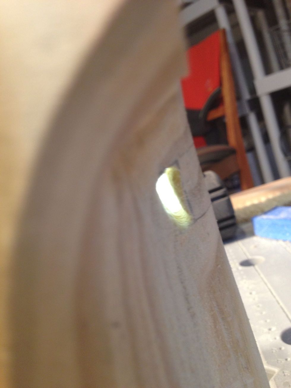 I did it, I made the connection, had to show you that sound will travel where light can go, so I used a led flashlight to show you the way grasshopper. Used Dremel with sanding disk to clean it up.