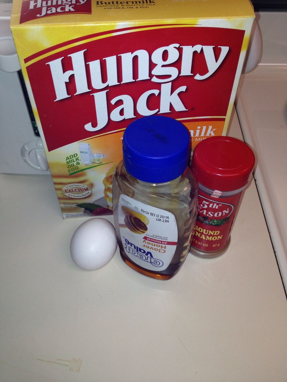 I did not make my own batter this time but its just as good ... Follow the instructions on the box then add however much of the honey and cinnamon you like ...