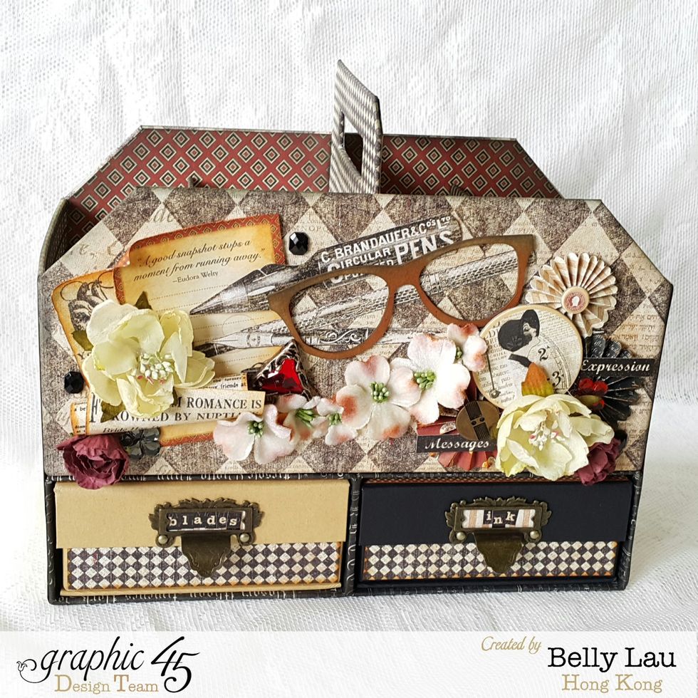 I did only decorate the front of the tool box as I may have other boxes sit next to it