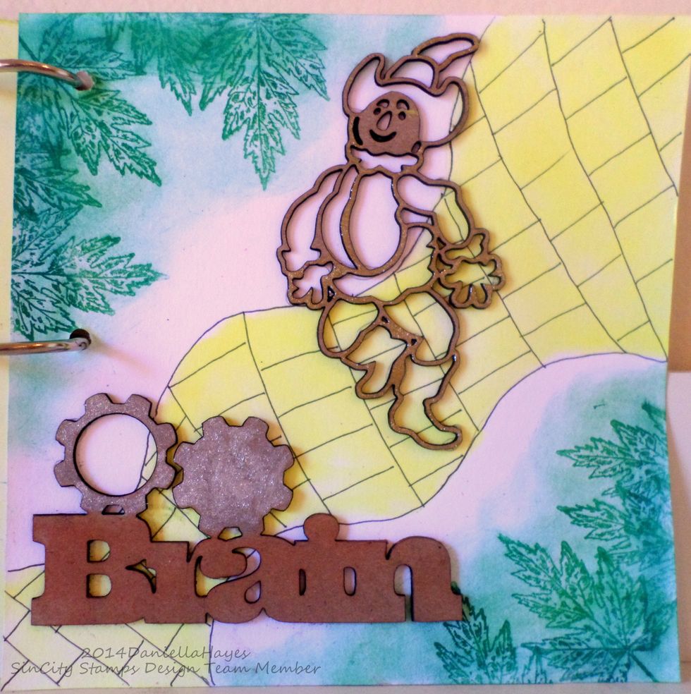 I did the same steps on this page and attached the scarecrew and the word with glue.