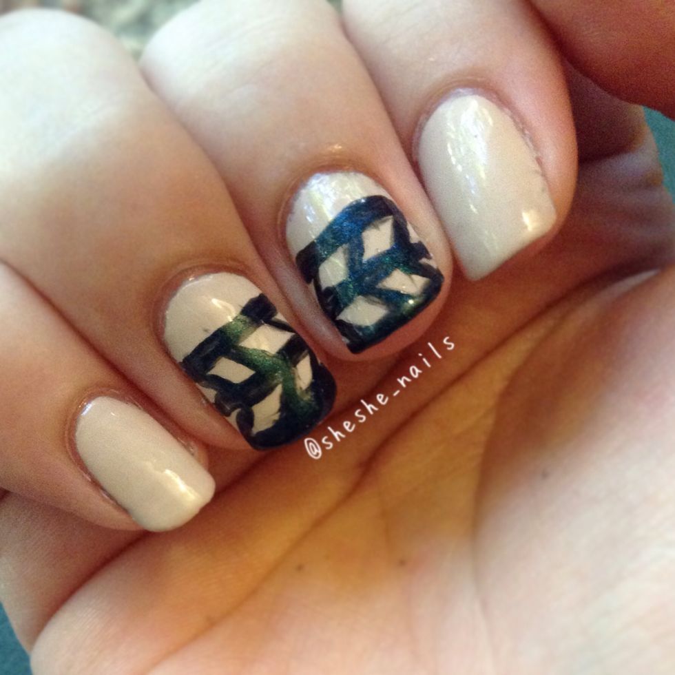 I did these ones going the other direction, didn't cover my entire nail and didn't fill them in. I honestly kind of like this better. But you can do it however you like.