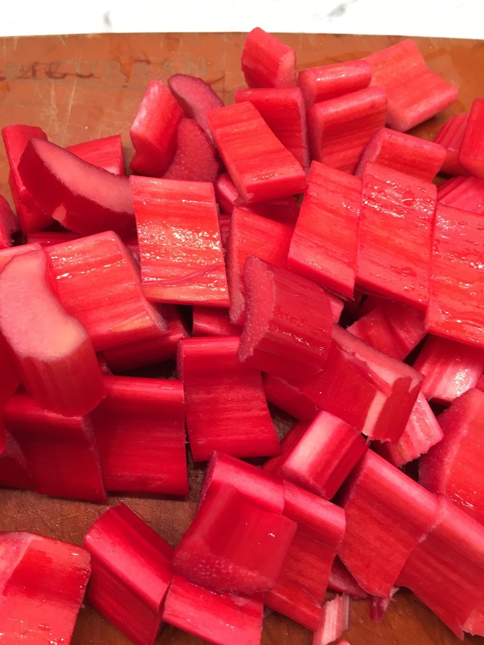 I didn't even enhance the color! Of course, I spent a while digging through that big box to find the reddest rhubarb. Because red foods are good for you. You can go ahead and look that up.