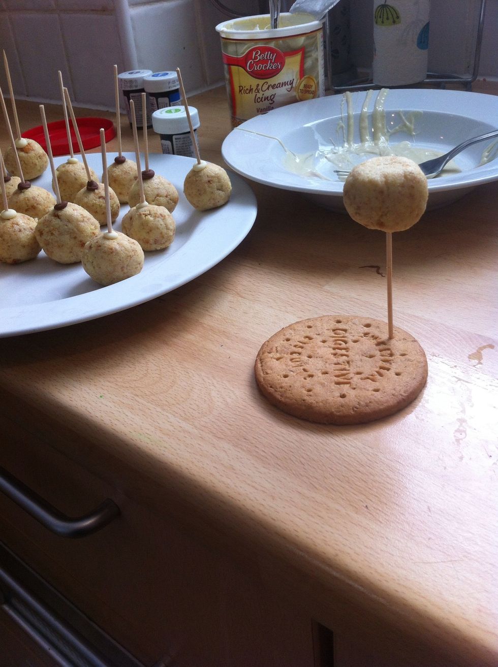 I didn't have anything else to stand the pop up on so I used a biscuit.