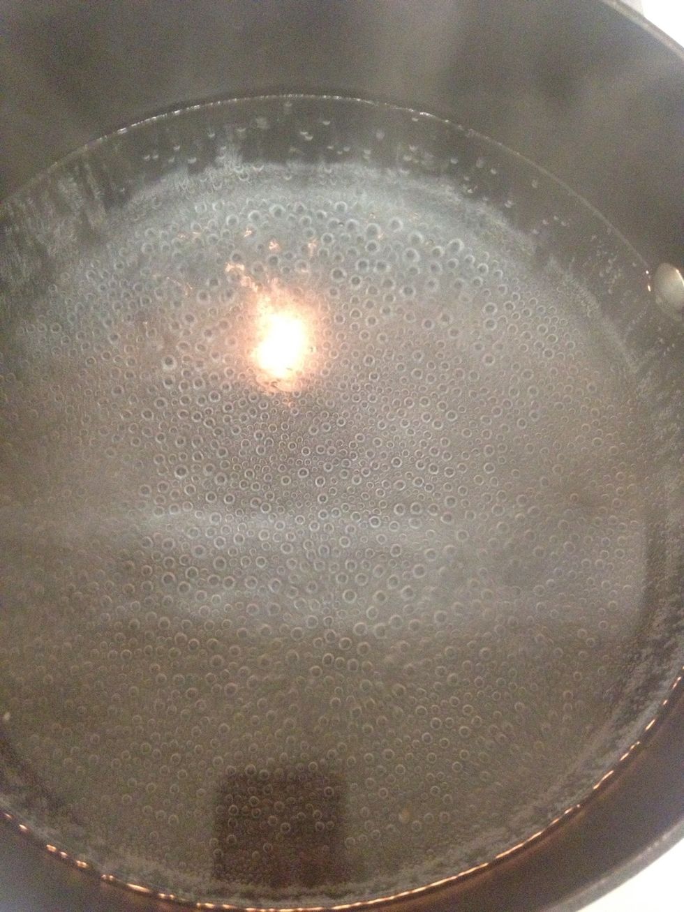 I don't have a double boiler, so I improvised - take a pot of boiling water and...
