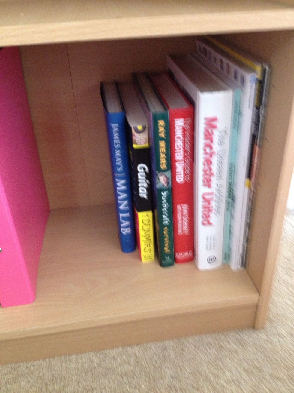 I don't keep many books, when I have read them I pass them on to friends or charity but my husband won't get rid of theses - they are heavy so they go in the bottom.