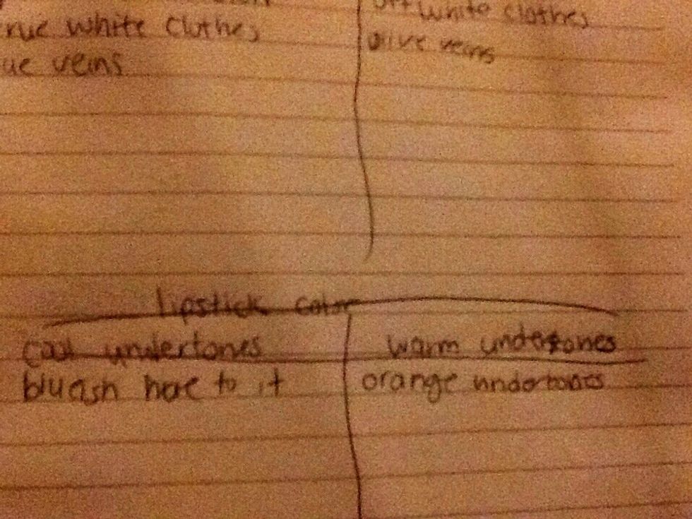 I don't know why these pictures aren't cooperating, but for cool skin try a red lipstick with a blue hue to it. And for warm use one with oranger hues