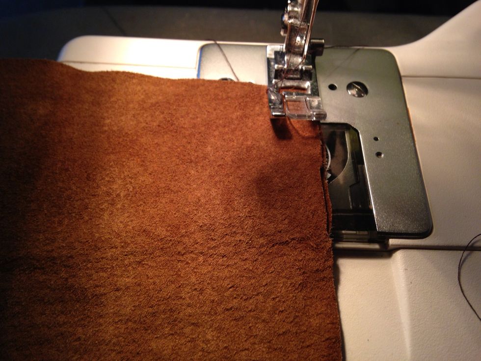 I double stitched the suede together, and trimmed off the excess to form a neat clean seem.