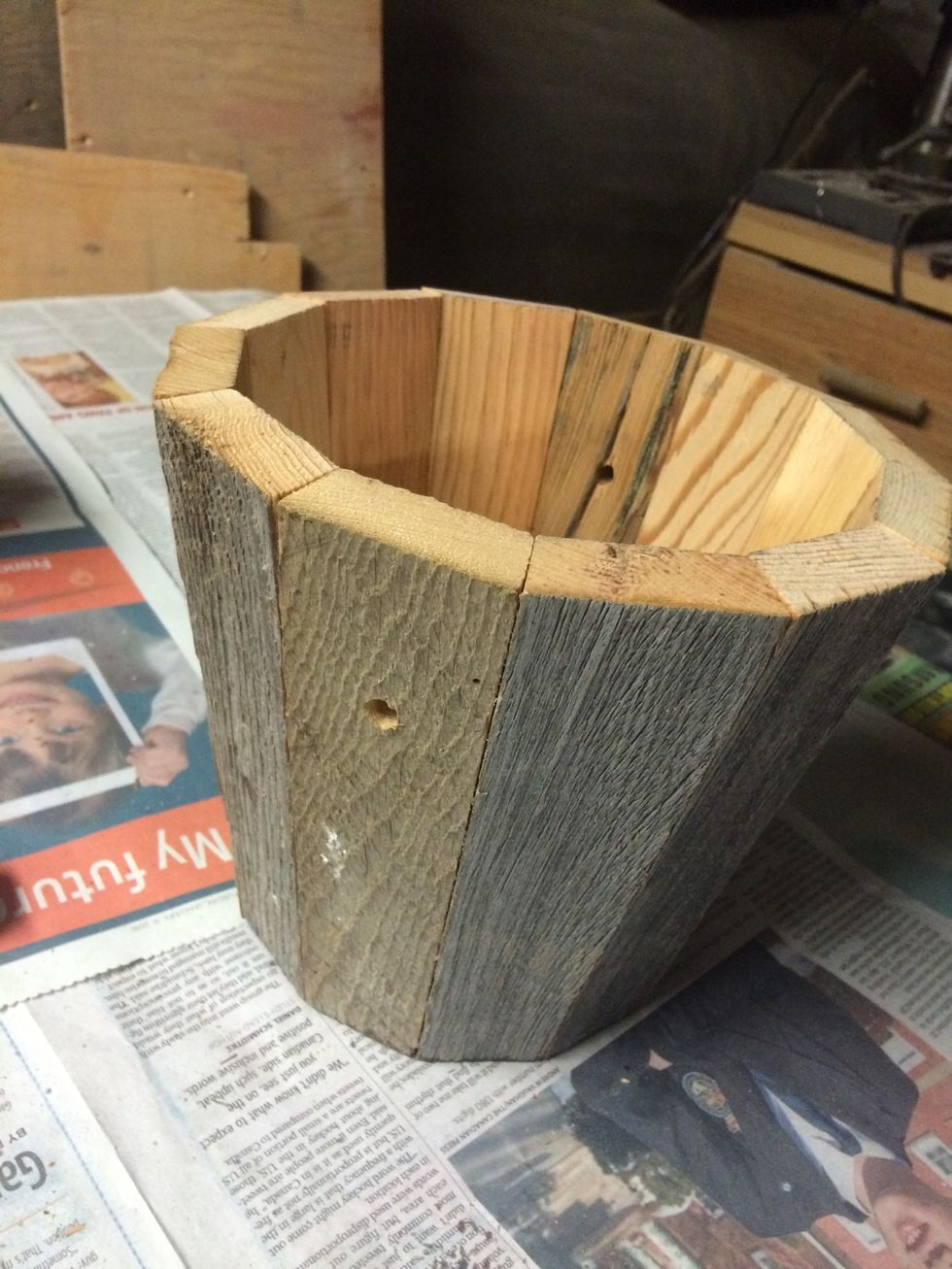 I drill holes about 1 3/4" from the top. The hole I drill is 9/32". It's for the handle. So the 2nd hole should be opposite the 1st hole.